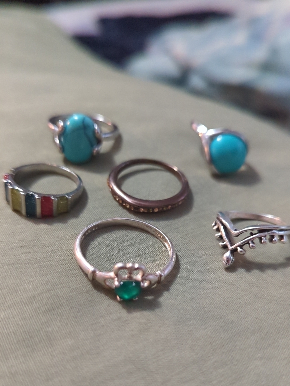 Turquoise Gemstone Stackable Women's Ring Set